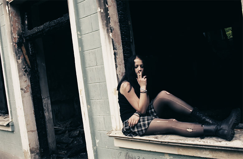 brannte das Haus, sitzen Raucher