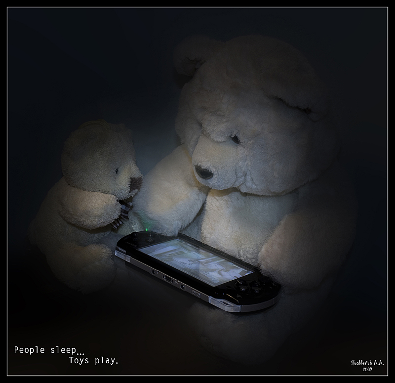 People sleep... Toys play.