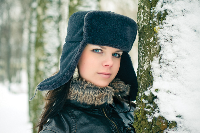 Russian winter. Russian girl.