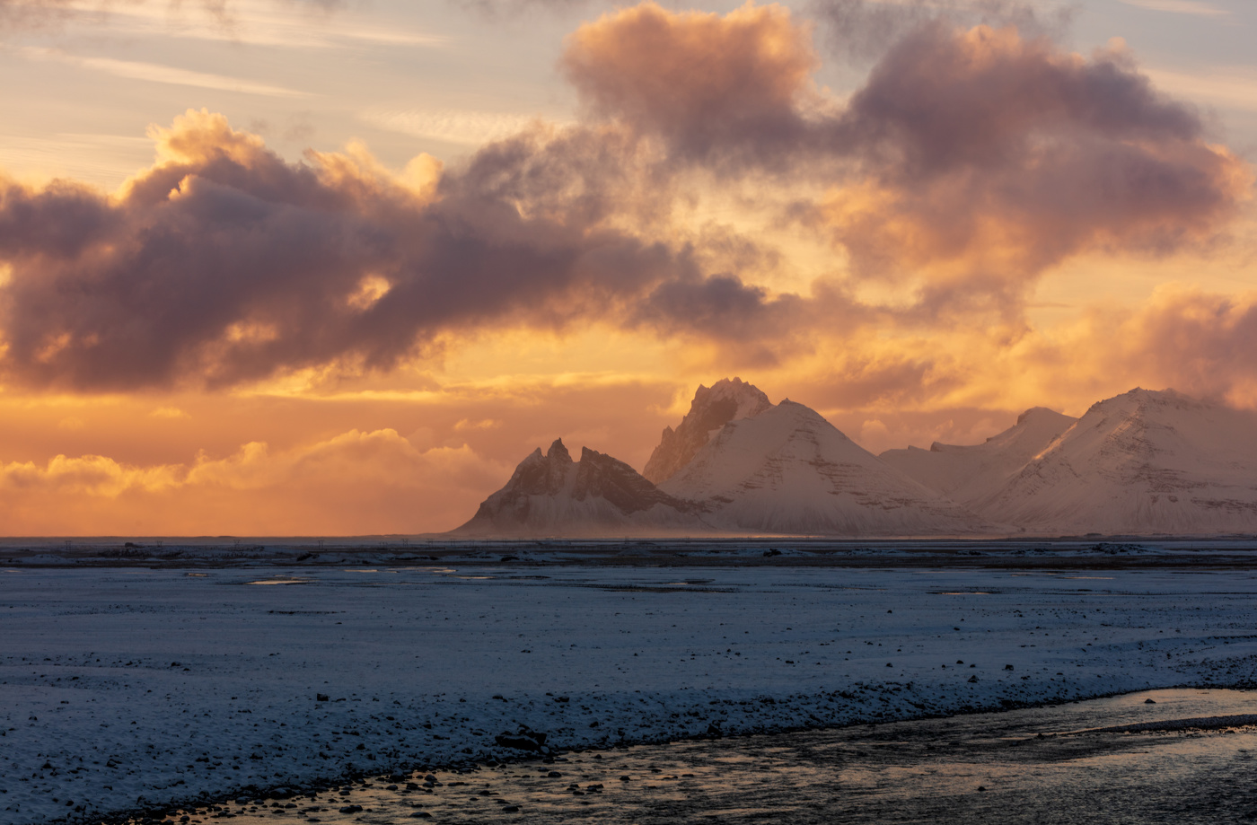 Stokksness headland sunset on Iceland