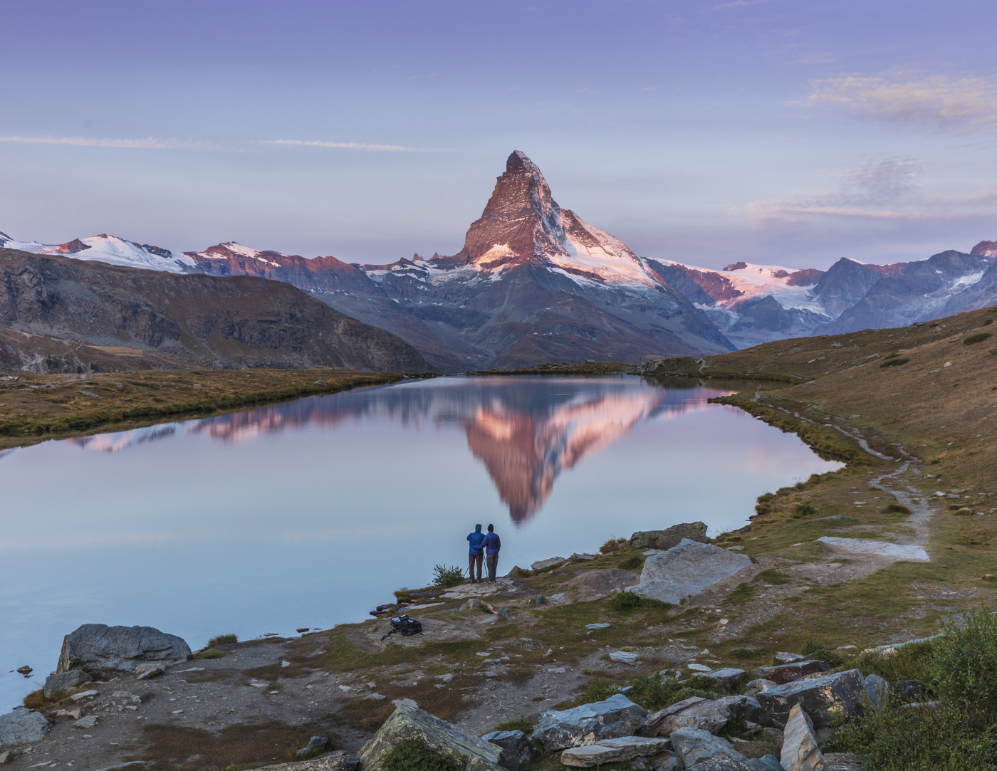 Matterhorn reflection in Lake Stellisee Switzerland