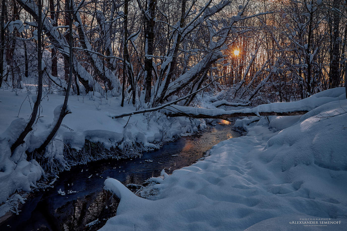 the small Alka river in its snowy robes