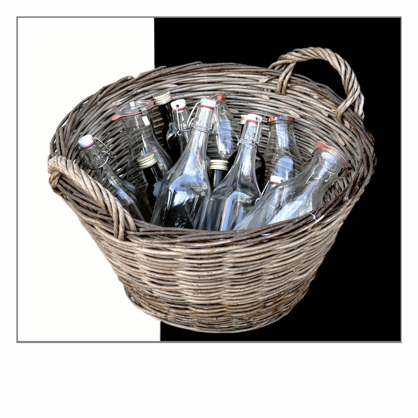 Black and white glass