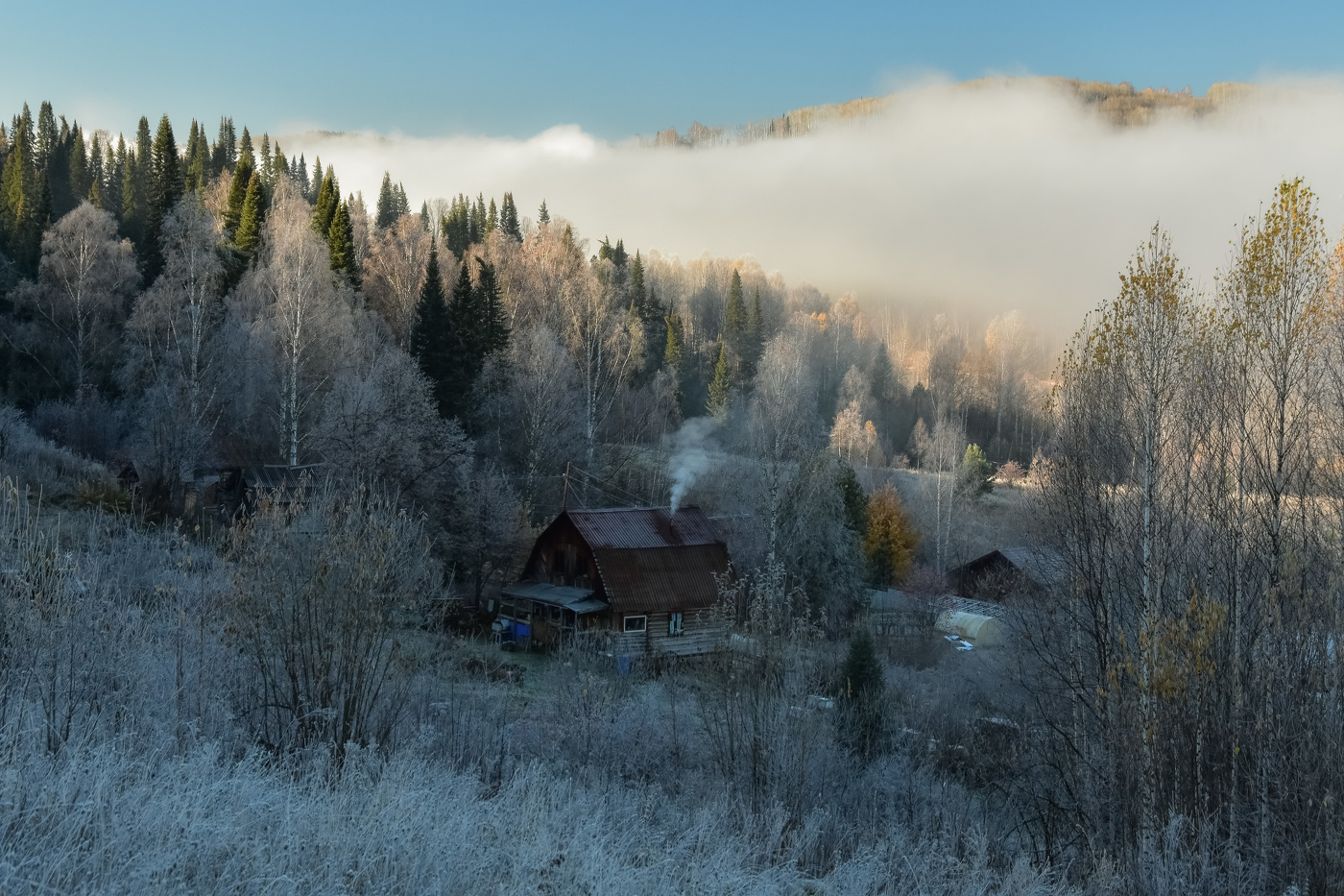 Frosty Morgen im Oktober