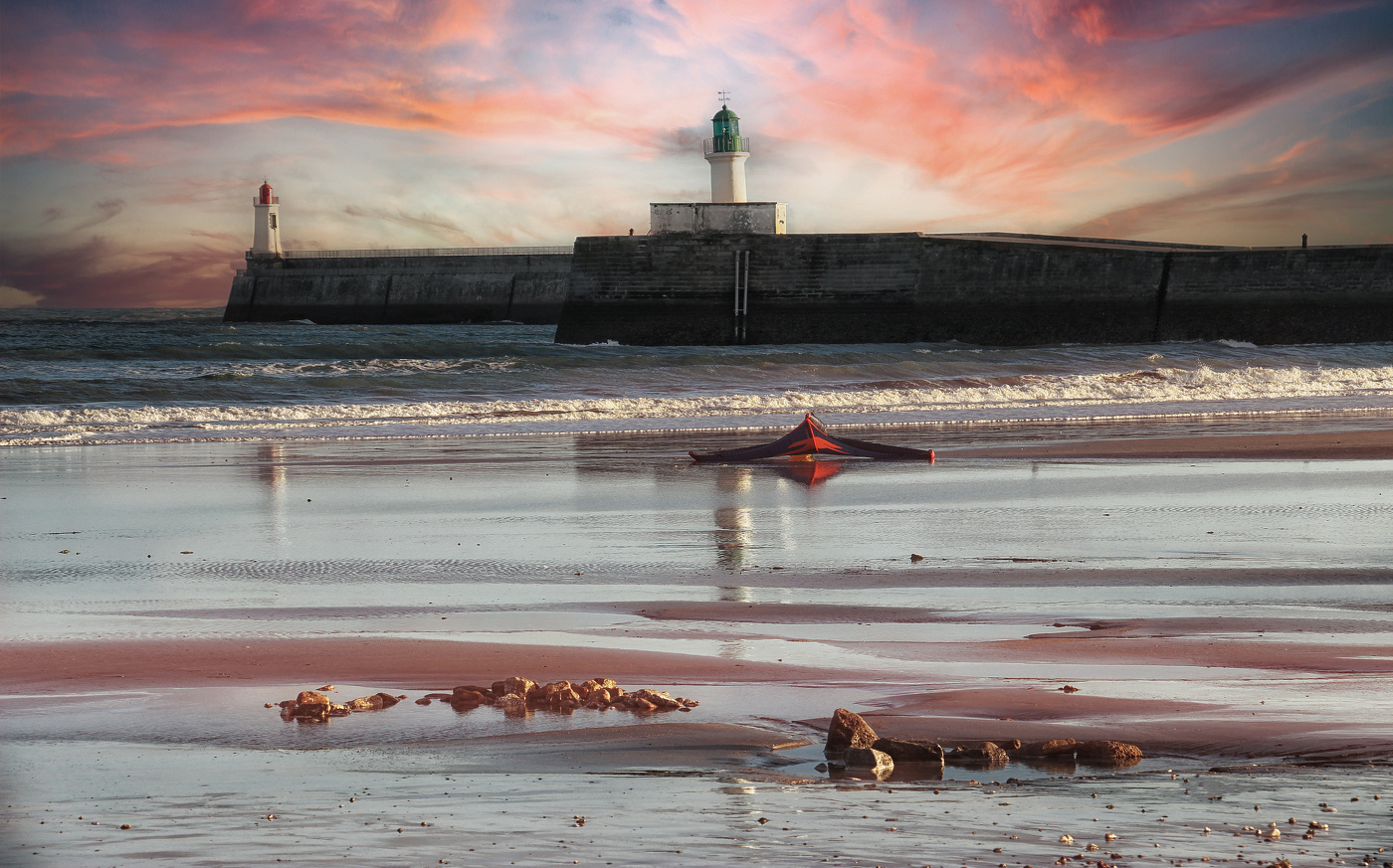 Rosafarbener Sonnenuntergang