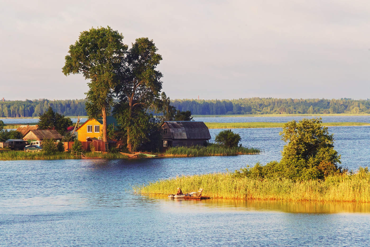 Fischer auf einem Morgendämmerung