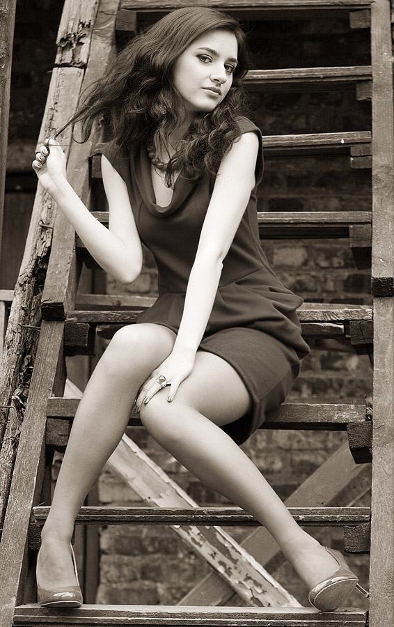 Mädchen auf der Treppe