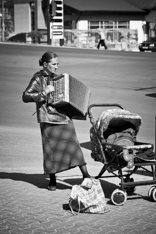 Spielen des Akkordeons