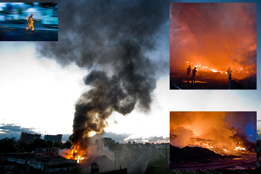 Feuer im Zentrum von Minsk.