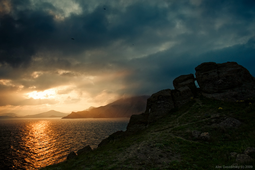 Sonnenuntergang in der Nähe von Ordschonikidse