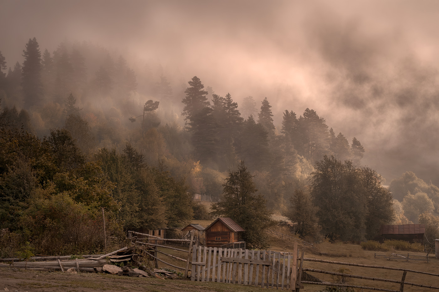 Morning In The Autumn Svaneti Mountains