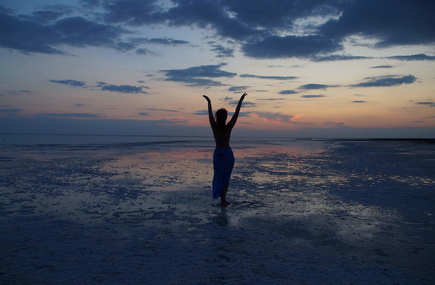 Sunset in light blue-gray tone