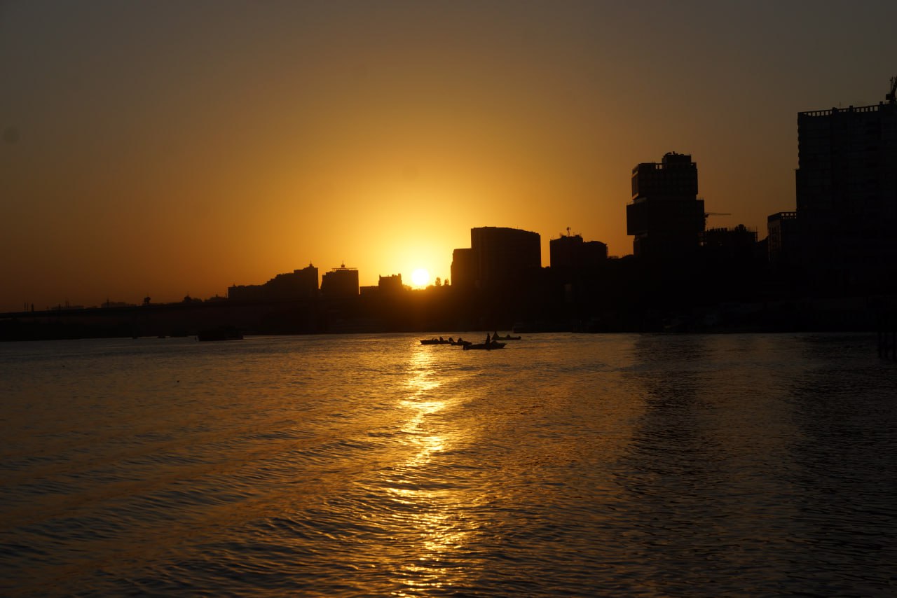 Angeln bei Sonnenuntergang