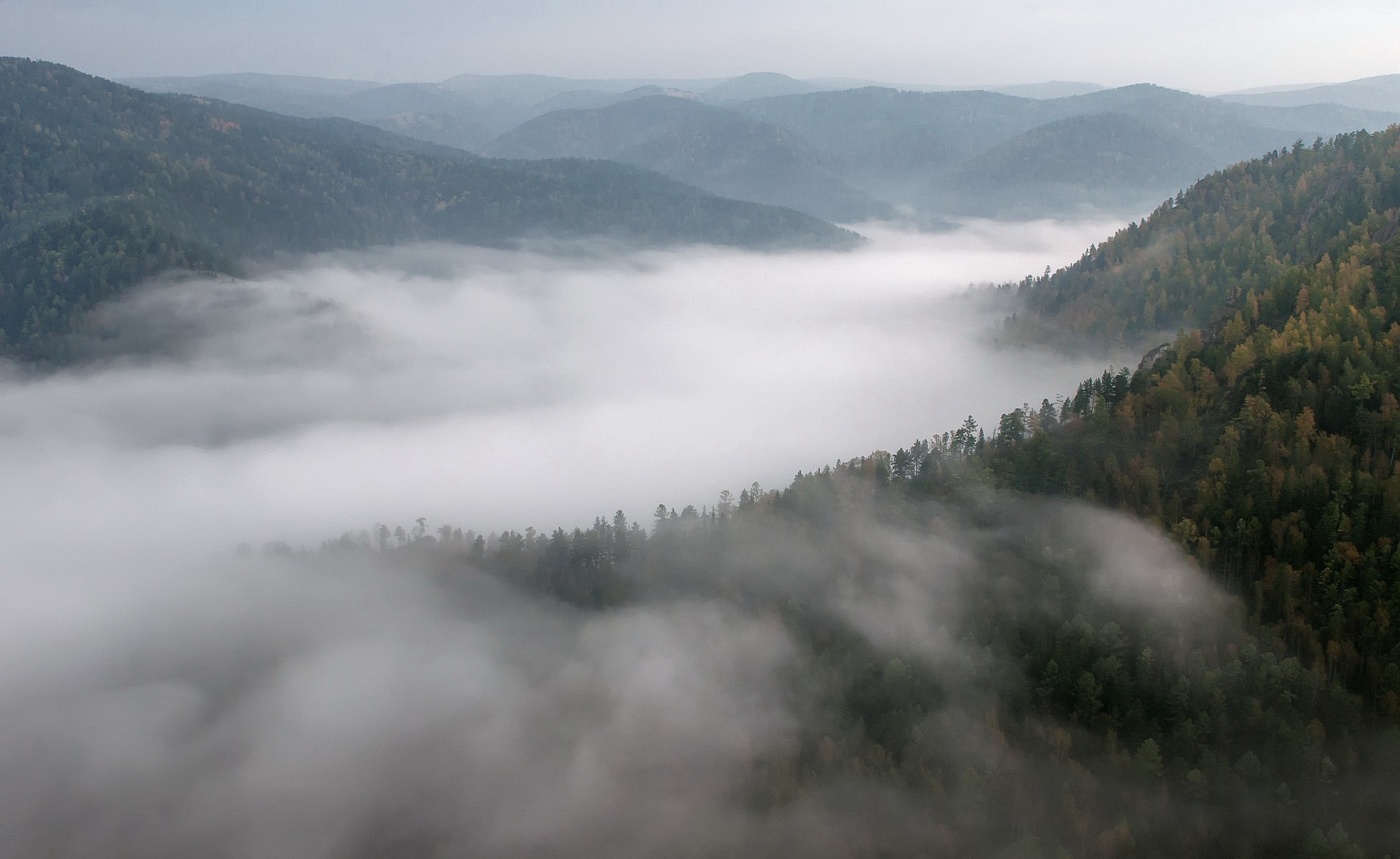 Nebel über dem Fluss