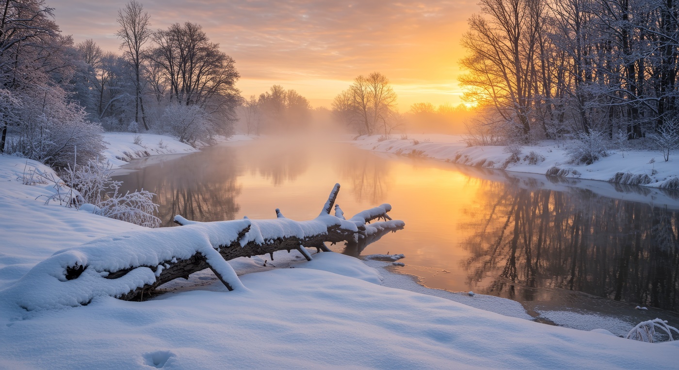 Sonnenaufgang über dem Fluss
