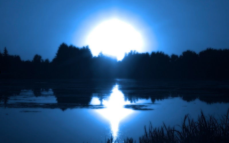 Lake On A Night Sunset