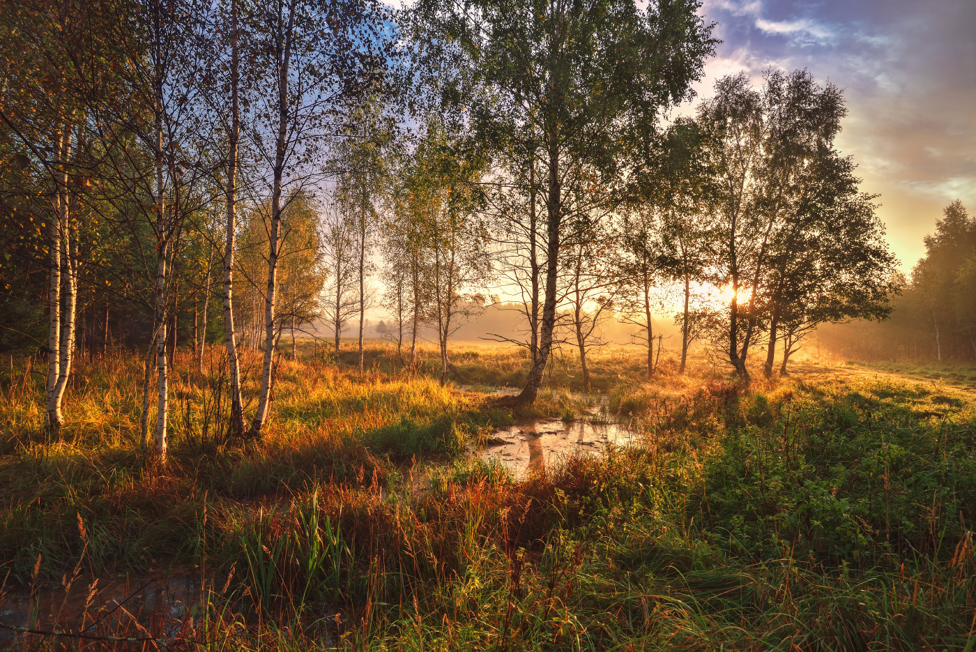 Sonnenaufgang über dem Fluss