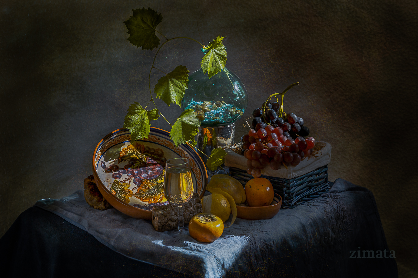 Stillleben mit Weintrauben