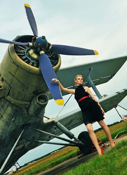 Sky. Aircraft. Girl.