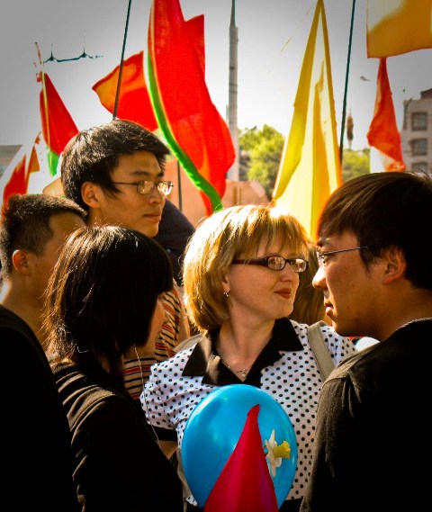 Chinesische Volk bei der Parade