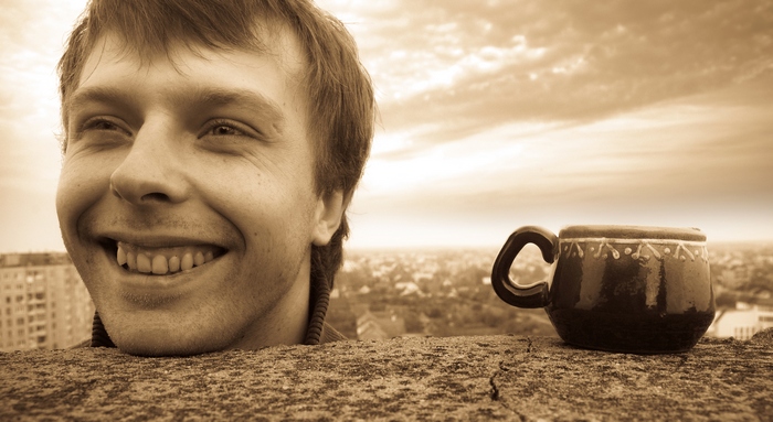 Tasche und einen Becher