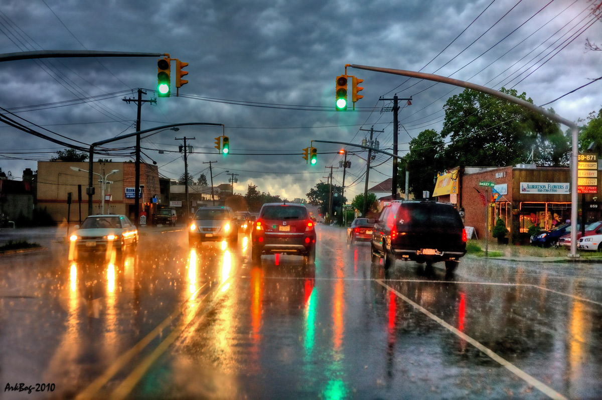 ... Regen ... Straße ... Aquarell ...