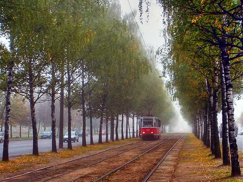 Herbst Straßenbahn