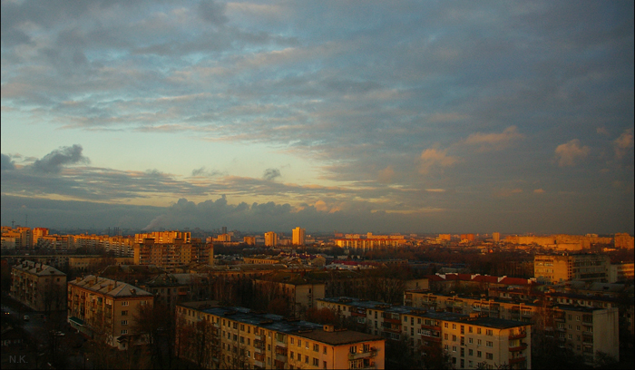 Dekoriert mit Sonnenuntergang