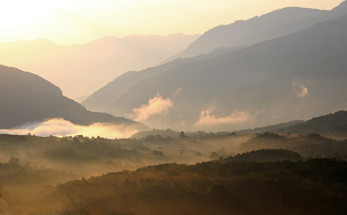 Morgen in den Bergen.
