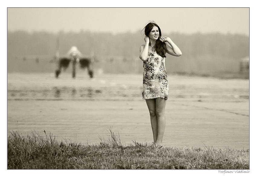 Himmel, Flugzeug, Mädchen