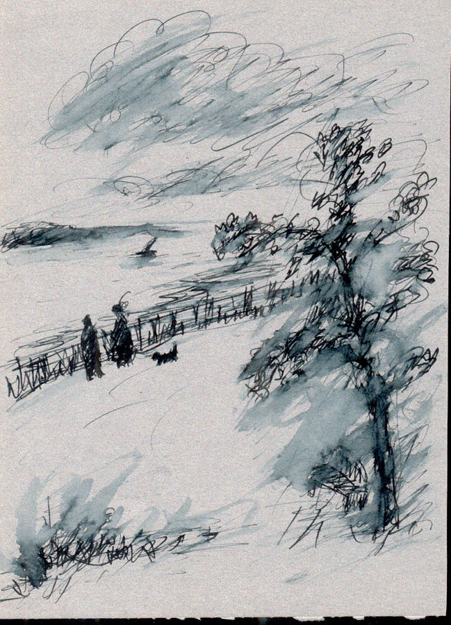 Windigen Tag am Fluss