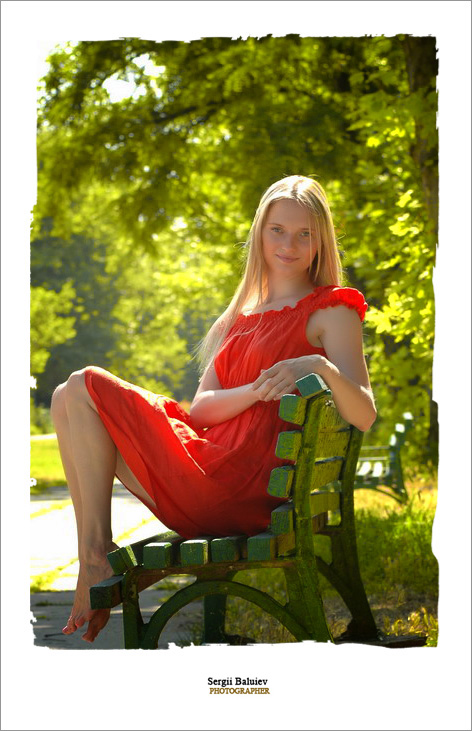 auf der Bank in der Sonne