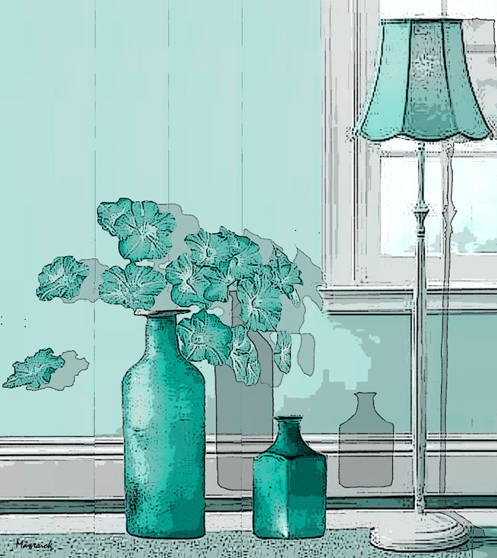 Eine Reihe von farbigen Stillleben "Turquoise"