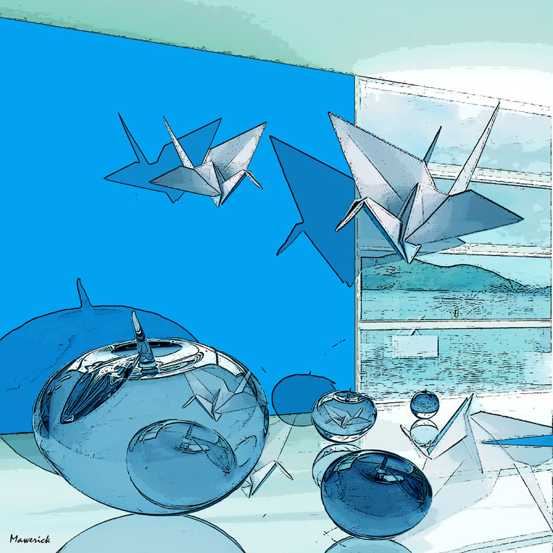 Eine Reihe von Stillleben "Sea Waves" farbig