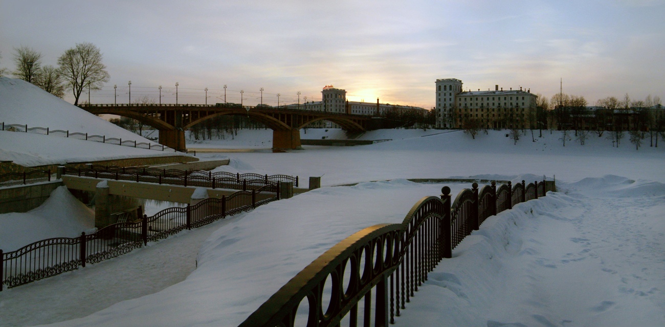 Sonnenuntergang über der Düna