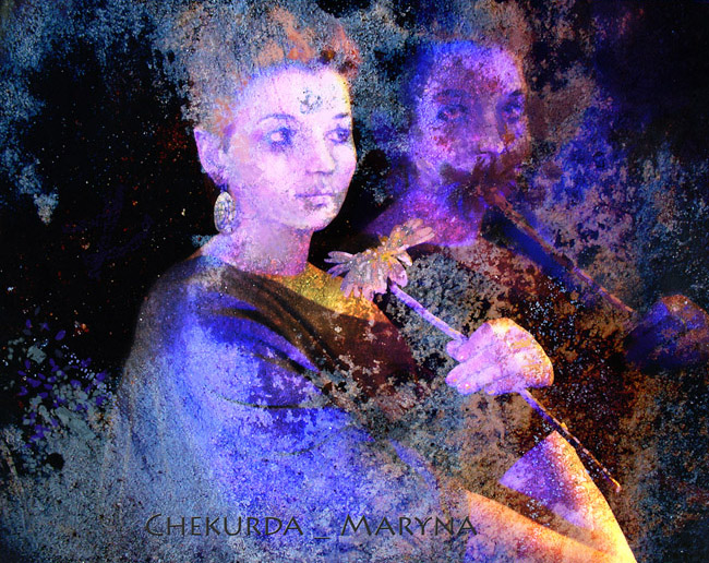 Ein Mädchen und eine Blume.