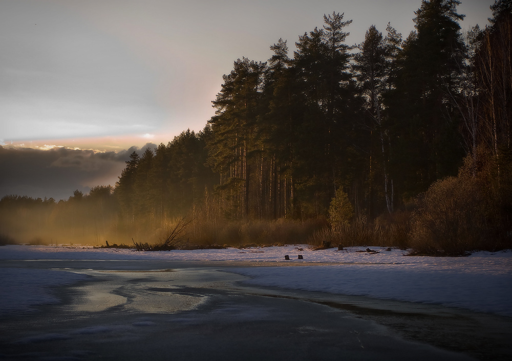Am Abend Nebel langsam herab
