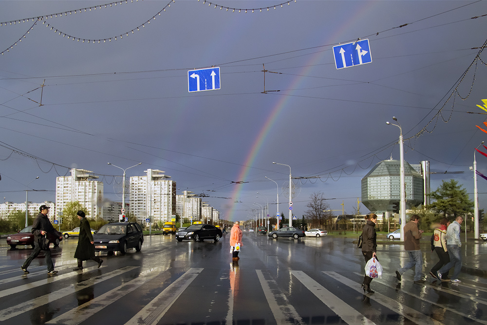 An einer roten Ampel