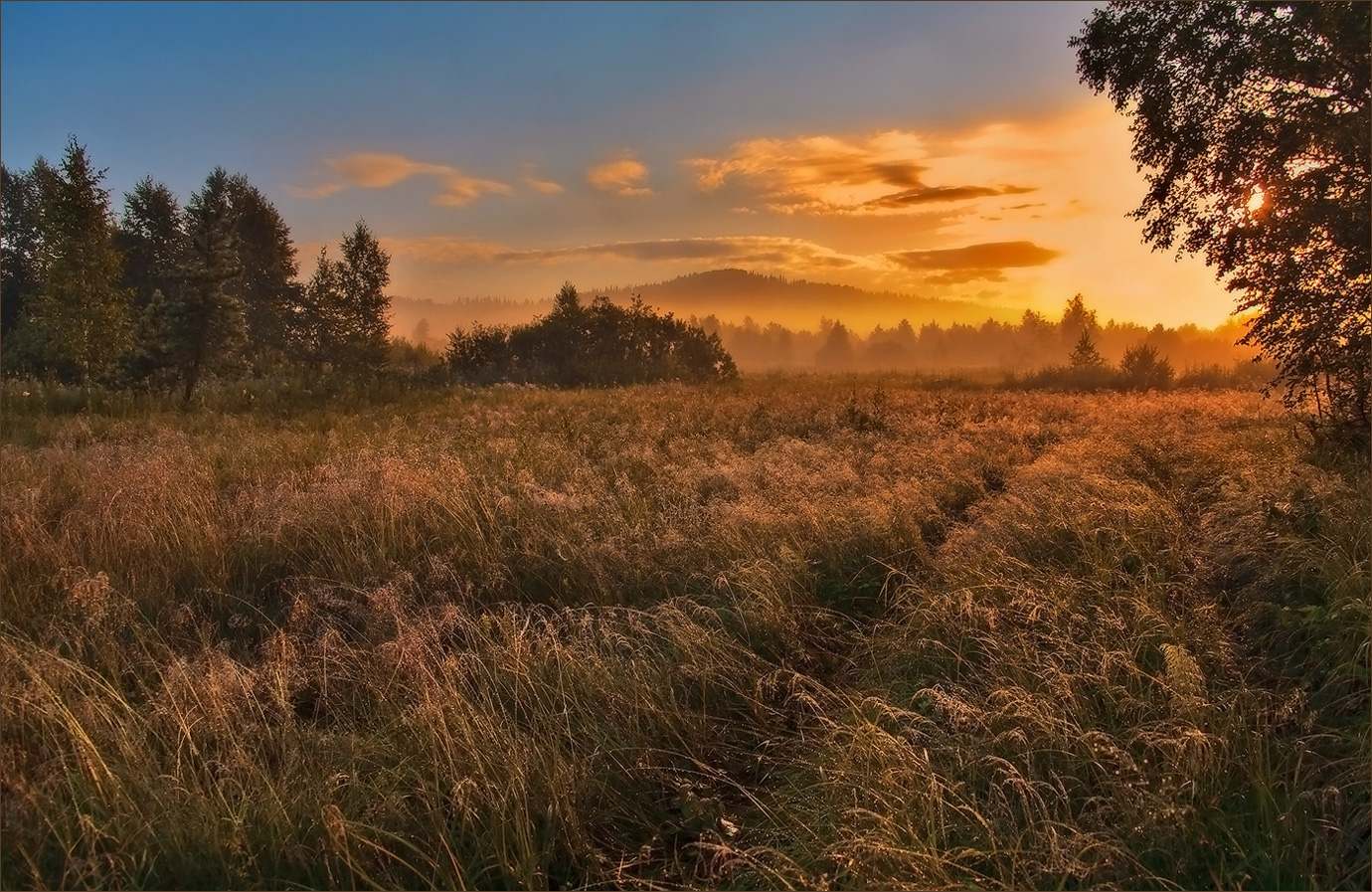 Bereits abnehmenden Sonnenuntergang im Nebel