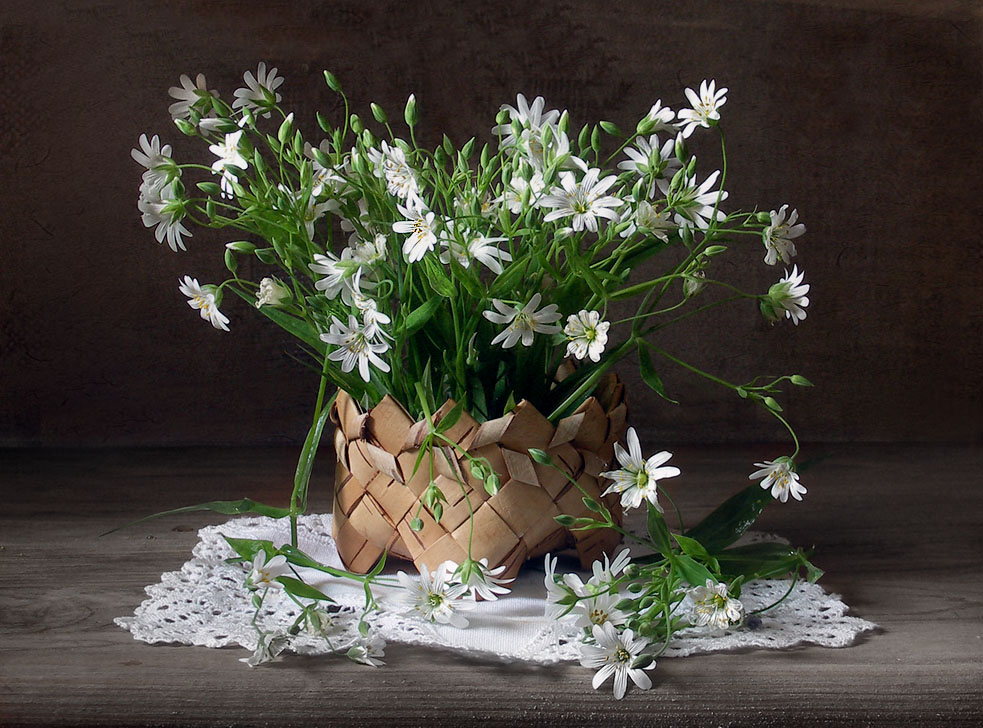 Sketch von Blumen in einem Korb