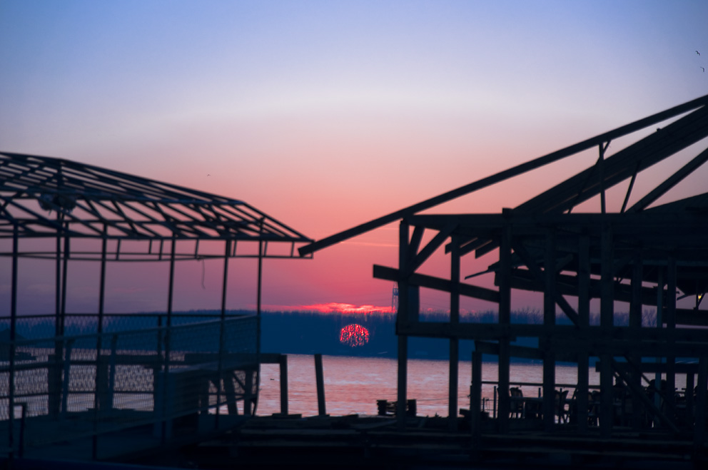 Sonnenuntergang hinter den Bäumen