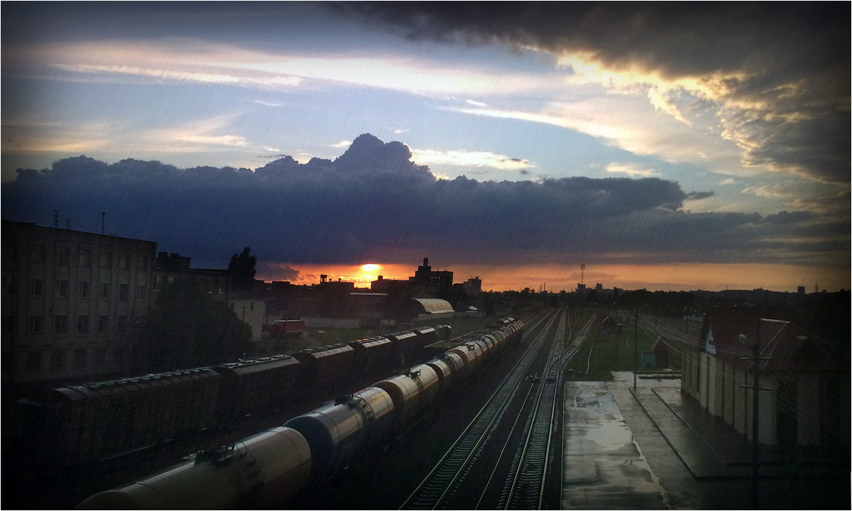 Sunset on the railway