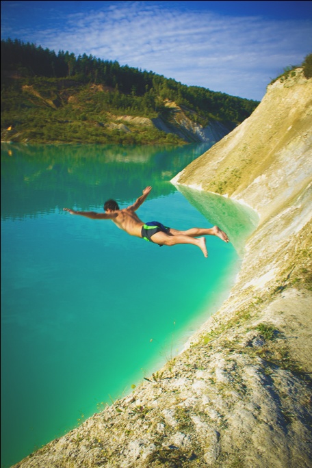 flying into the water