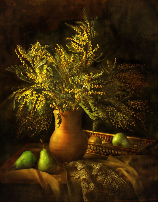 Mit Mimosen und Birnen