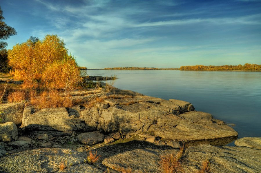 Im Licht der untergehenden Sonne.