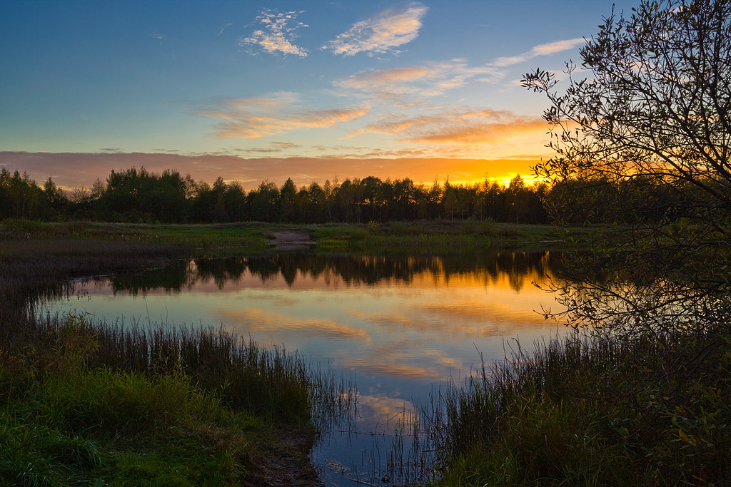 Sonnenuntergang auf dem Teich