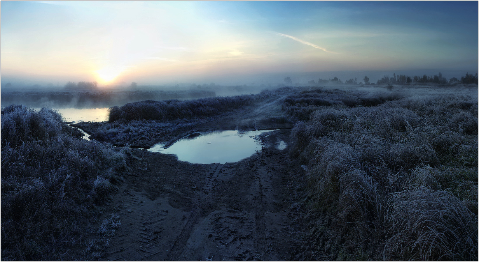 An einem nebeligen kalten