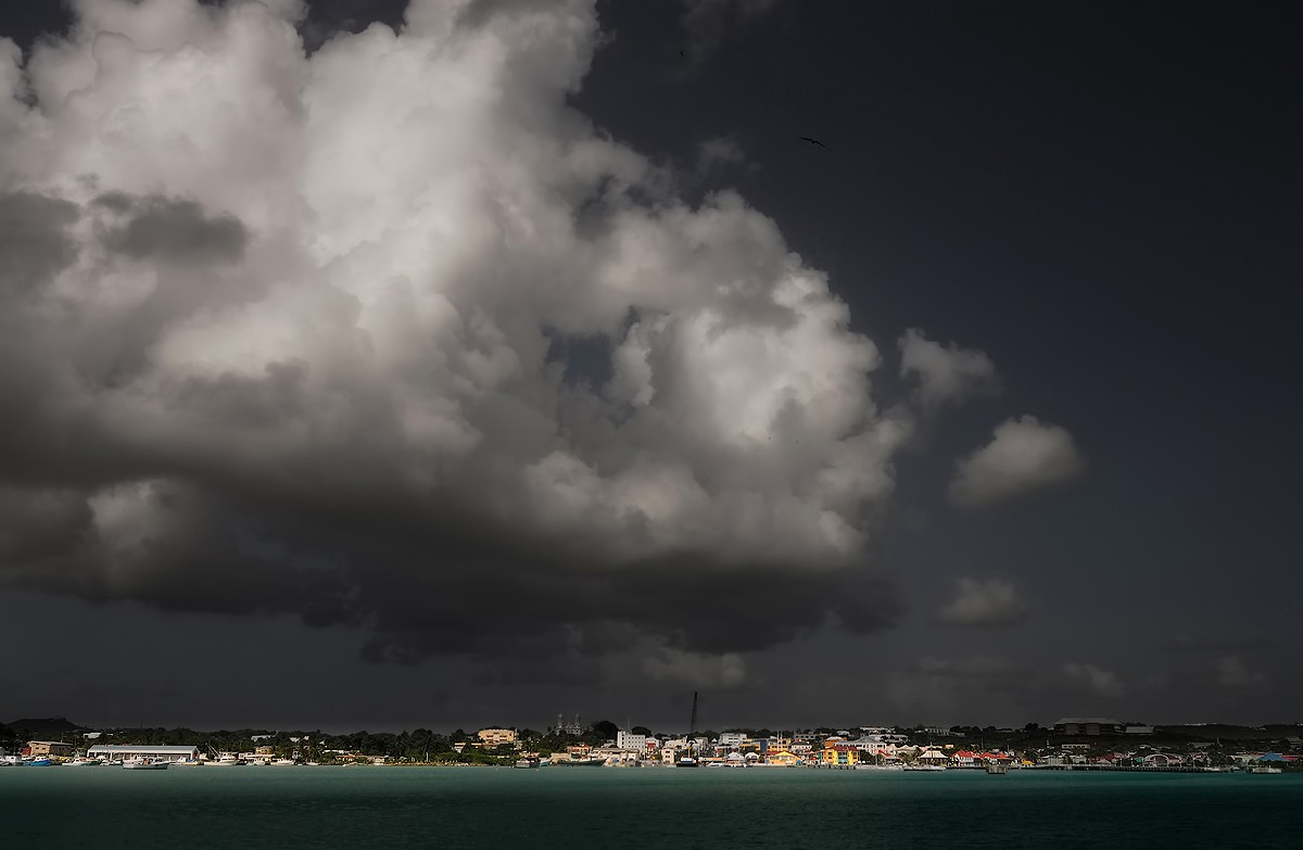 Cloud formation over small town