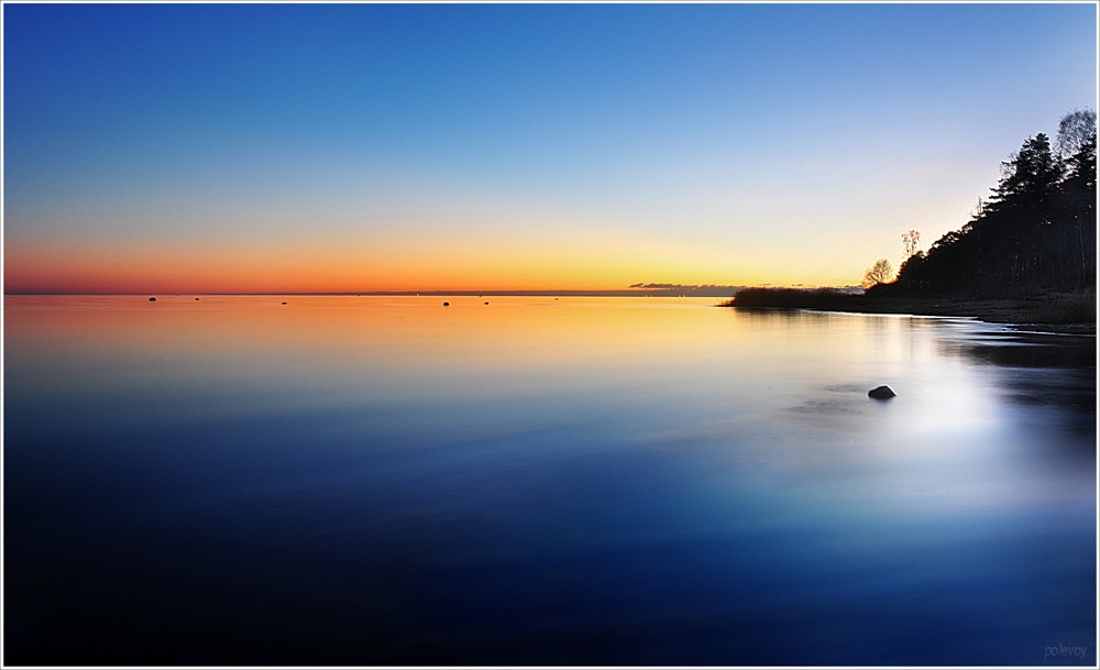 Sonnenuntergang auf der Bucht.