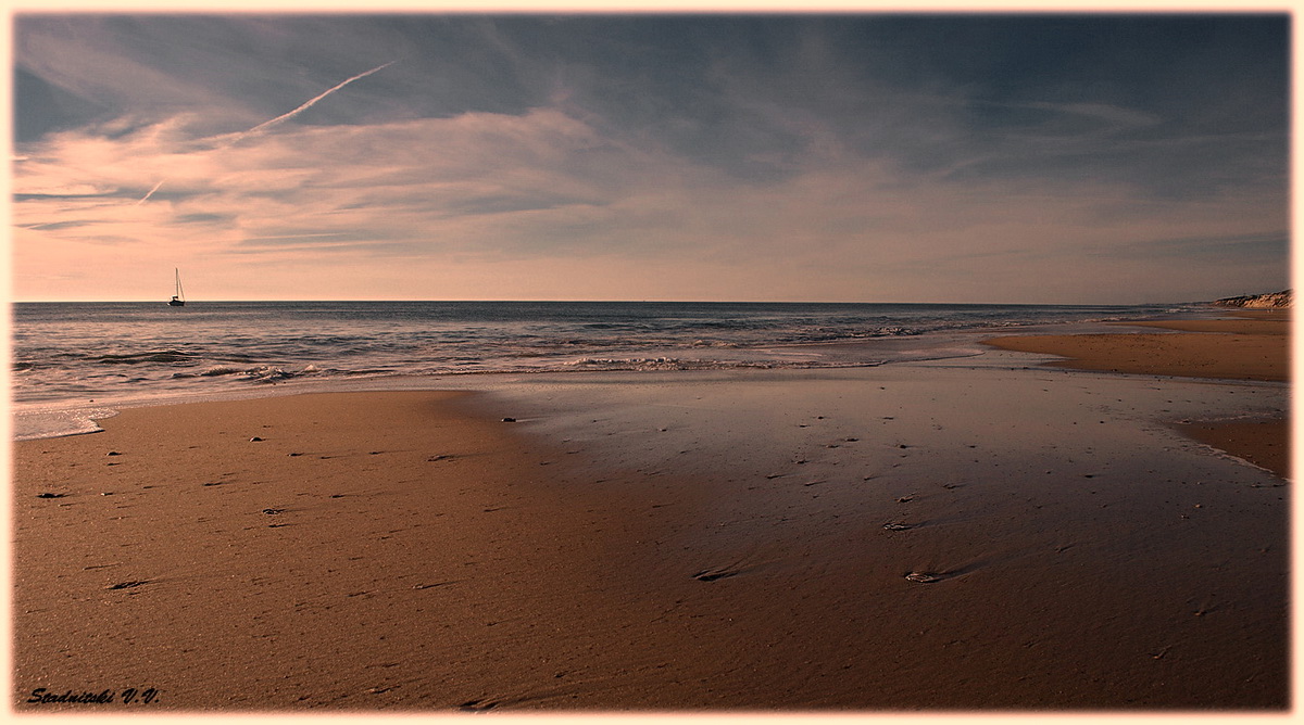 Nacht in einem rosa Sonnenuntergang